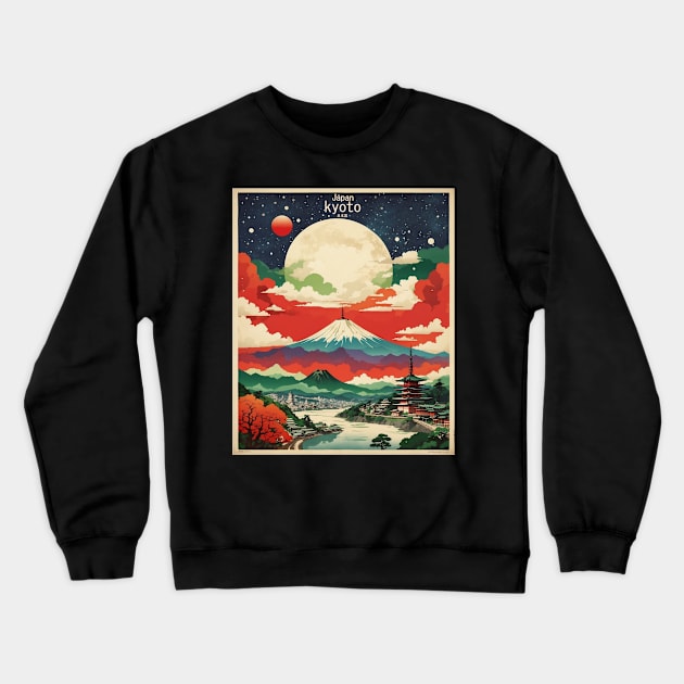 Kyoto Japan Starry Night Vintage Tourism Travel Crewneck Sweatshirt by TravelersGems